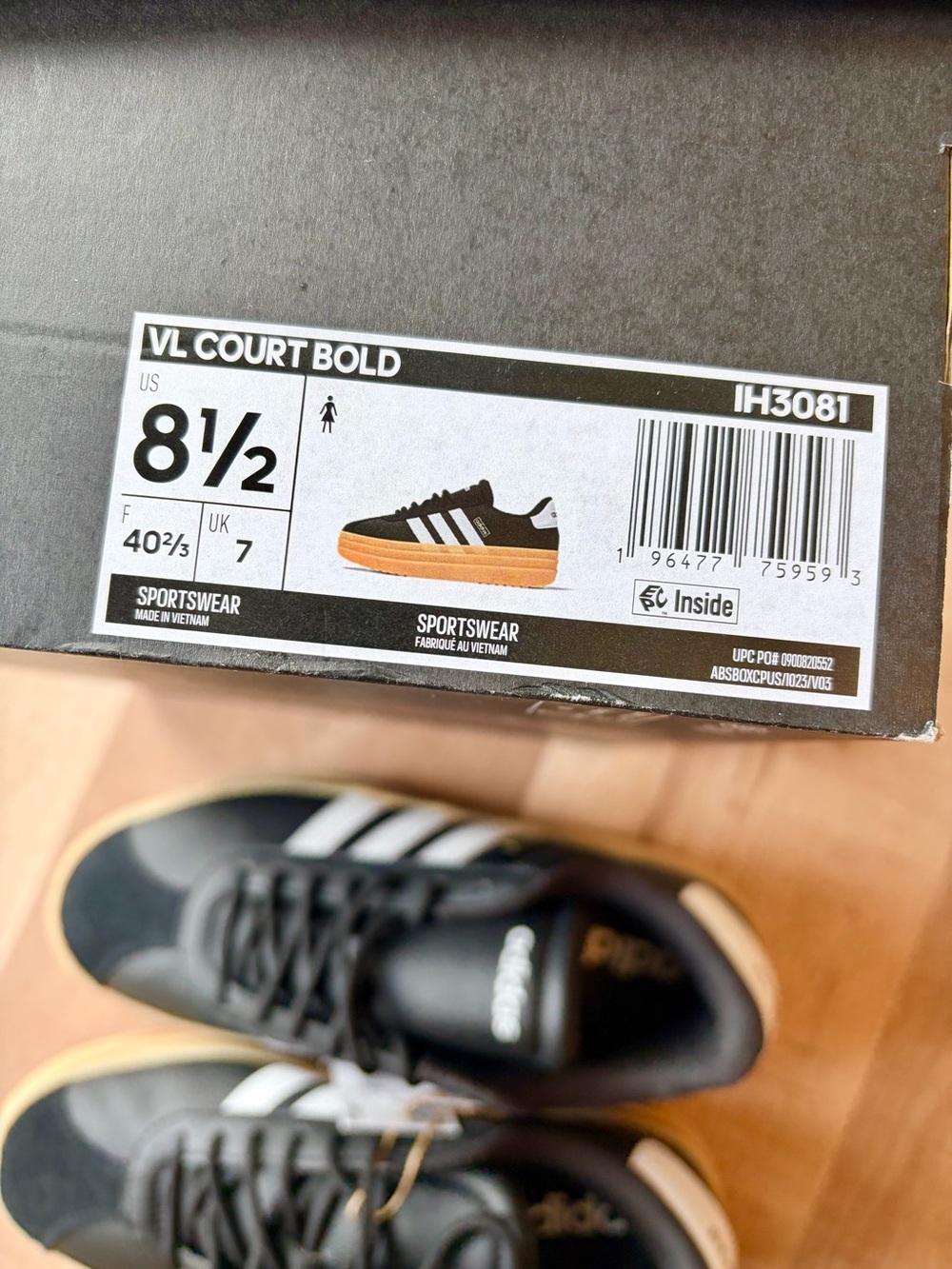 NWT Adidas VL Court Bold Womens Size 8.5 - Picture 4 of 8
